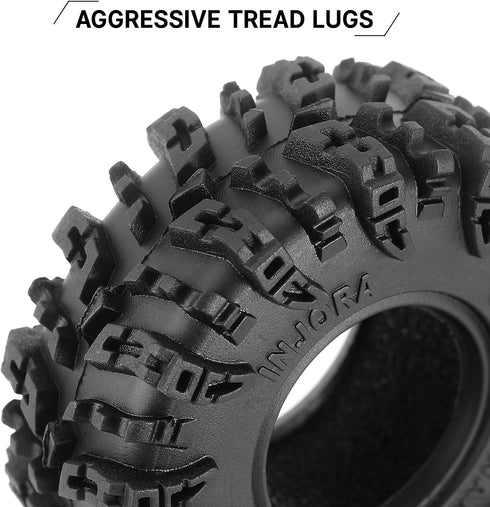 INJORA 1.0 Tires - S5 Swamp Claw Mud Terrain Tires for TRX4M AX24 SCX24 FCX24 1/18 1/24 RC Crawler Car