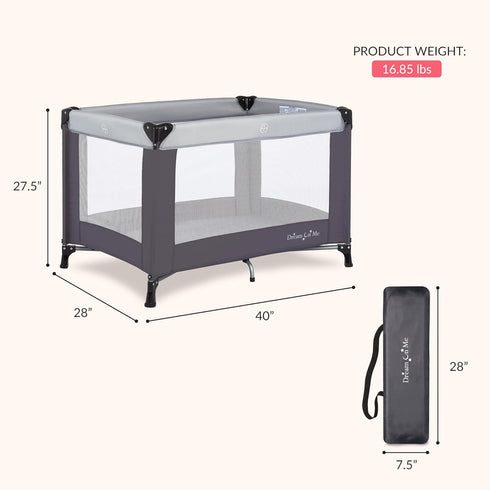 Dream On Me Nest Portable Playard , Award-Winning Lightweight Travel Playpen for Baby. Quick Fold, Mesh Sides, Foldable