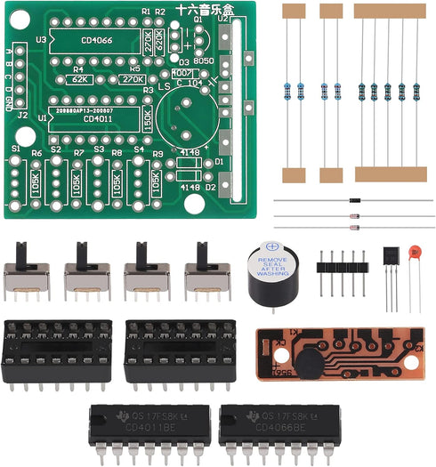 DIY Electronic 16 Music Sound Box Kit, Learning Module for Arduino Practice (Green)