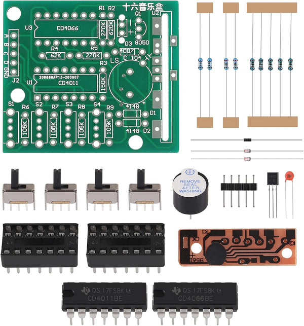 DIY Electronic 16 Music Sound Box Kit, Learning Module for Arduino Practice (Green)