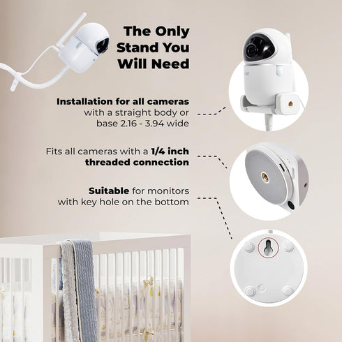 goozie HB6550/ HB65/ HB66/ HB248, DXR-8 VM901/ VM819/RM7764, Momcozy Baby Monitor Floor Stand Holder Compatible