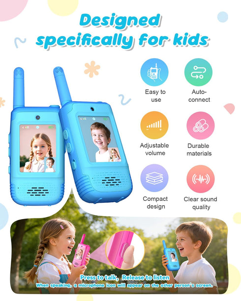 KAKTIN 3 4 5 6 7 8 3 Video Walkie Talkies for Kids, Christmas Birthday Gifts Toys for Boys Age, Kids Intercom