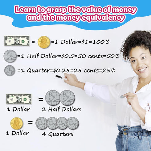 60 Kasfalci PCS Magnetic Money for Kids for Learning, Math Manipulatives, Learning & Education Toys for Classroom