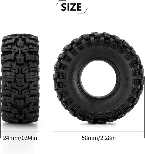 INJORA 1.0 Swamp Stomper S5 Tires - 58 * 24mm for SCX24 AX24 TRX4M FCX24 1/24 1/18 RC Crawler Car, T1015
