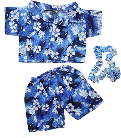 Hawaiian Boy Teddy Bear Clothes with Flower Lei, Fits Most 14"-18" Build-a-Bear
