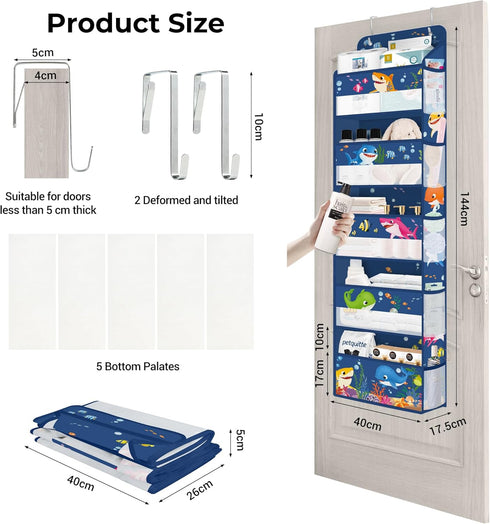 Closet 5-Tier Clastyle Ocean Animals Over the Door Organizer Fish Nursery Hanging Storage Organizer for Kids Clothes