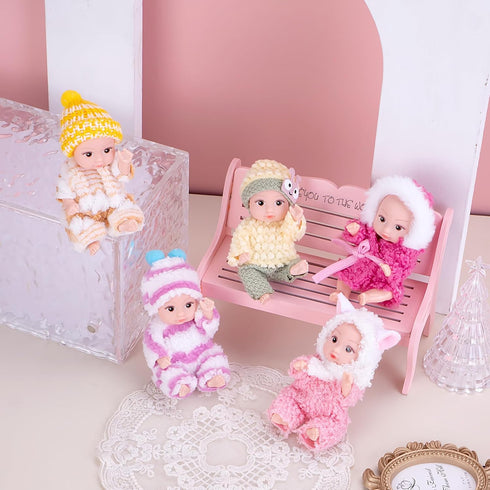 Vueos 10pcs Set 4 Inch 3+ Reborn Baby Dolls - Open Eyes Realistic Baby Doll Toys for Kids, Mini Dolls Collection