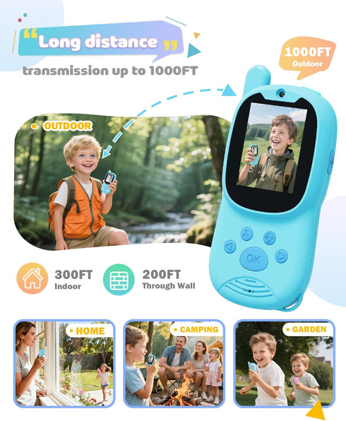 Eveedo Kids,2 Pack 3-12,Portable 4 5 6 7 8 9 Video walkie talkies for Rechargeable Kids Walkie Talkies can Send