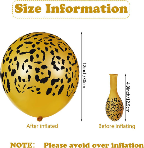 Gejoy 36 Pcs Cheetah Balloons, 12 Inch Leopard Print Balloons for Cheetah Zoo Theme Birthday Party Supplies