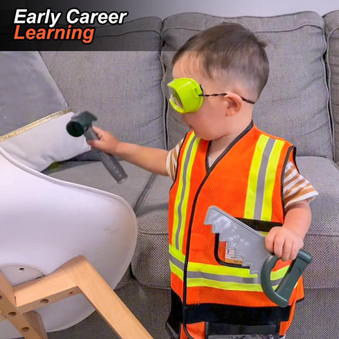 Set 3-5 Liberry Kids Tool for Boys Girls Years, Construction Worker Costume with Hat, Toddler Dress Up Toys