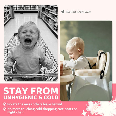 Portable Baby Shopping Cart Seat, High Chair Cover for Outdoor, One-Hand Installation Cart Seat Cover, Comfortable