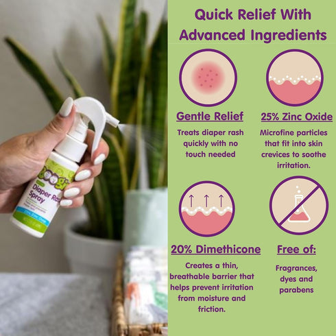 (3 Pack) 1.7 oz Boogie No-Rub Diaper Rash Spray - fl - Diaper Cream Spray for Infants and Babies - Touch-Free
