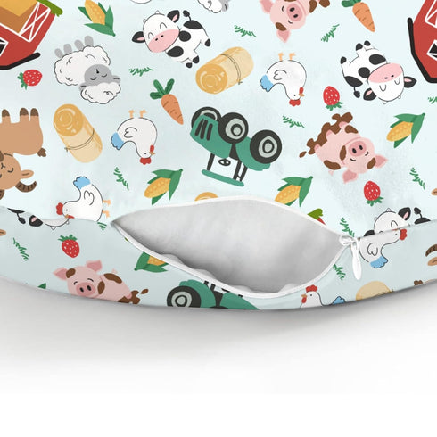 Colorful Farm Animals Baby Nursing Pillow Covers for Boy Girl Pig Cow Goat Chick Barn Tractor Nursery Feeding
