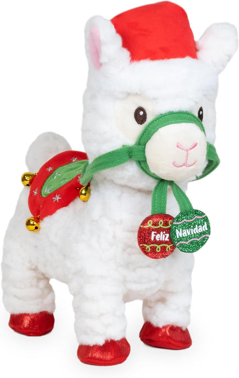 10.5 inches Cuddle Barn - Navidad Nico | Animated Christmas Walking Musical Plush Llama Toy Plays Feliz Navidad