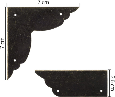 Cosmos Pack of 12 Antique Metal Box Corner Protector Edge Safety Guard for Cabinet Furniture, Bronze Tone