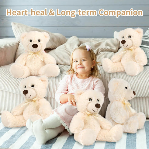 MorisMos Small Teddy Bear Bulk, 6 Packs 14" Teddy Bear Plush Toys for Kids, Girls, Birthday Wedding Party, Cream