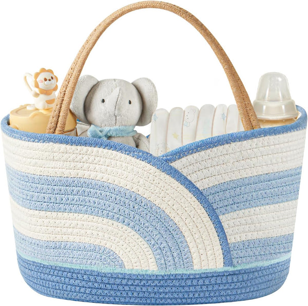 Babygreat Baby Diaper Caddy Organizer - Portable Cotton Rope Diaper Caddy Basket for