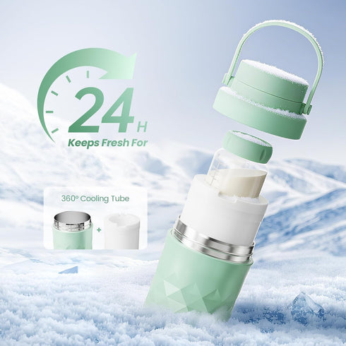 22oz 360Cooling 24 2pcs Mosthink Breast Milk Cooler Bottle, Keeps Milk Hours Fresh Portable Breastmilk Chiller