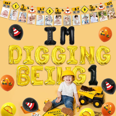 1st 1 1 Construction Birthday Party Decoration for Boys Im Digging Being Birthday Decor Dump Truck Decors for Year Old