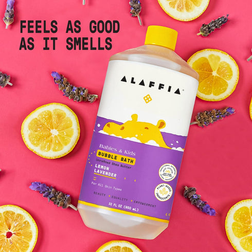 Alaffia Babies and Kids Bubble Bath, 32 Fl Oz - Gentle Baby Essentials for Delicate Skin, Vegan Lemon Lavender