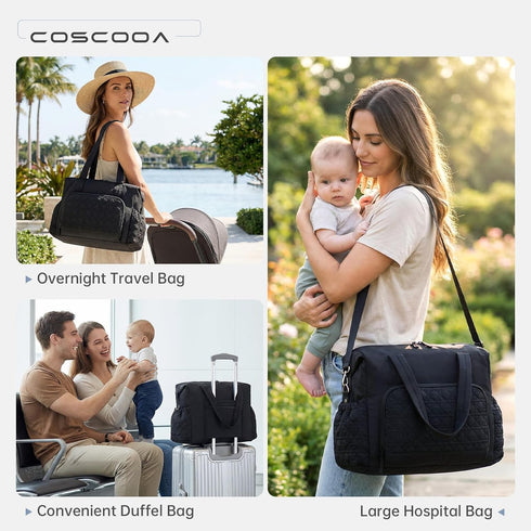 COSCOOA Diaper Bag Tote, Hospital Bag for Labor Delivery,Baby Diaper Bag Large Travel Diaper Tote Caddy for Mom Bag