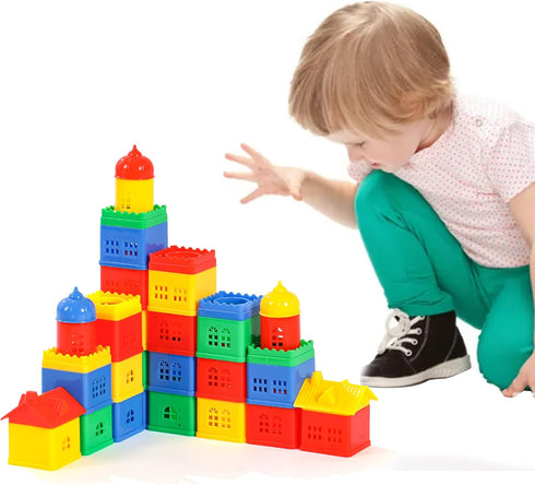 Toddler Building Blocks Stacking Toys for Kids Ages 4-8, Fun House Big Blocks with 10” x 10” Baseplate