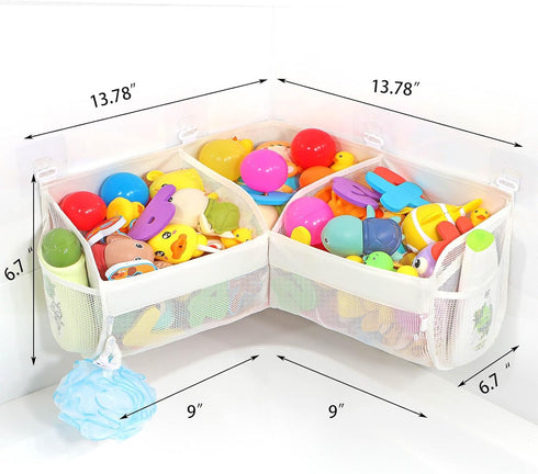 KPH Bath Toy Storage, 3 Compartments for Organizing Children's Bath Toys, Keep Your Bathtub Tidy