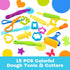 15pcs Dough Tools Dough Tools Play for Kids Clay Accessories with Rolling Pins,Cutters,Roller,Safety Scissors,Plastic