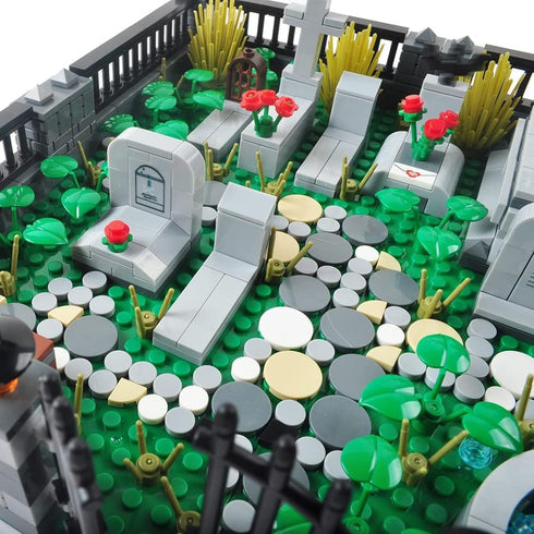 Halloween Mini Bricks Toys Set, Haunted Cemetery Building Blocks Architecture Kit, DIY Compatible with Major Brands (#1)