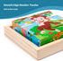 Wooden Animals Block Puzzles for Kids Ages 2-4 with Book, Educational Interactive Toys Gift for Boys and Girls