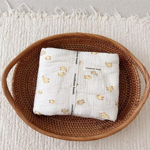 Summer, 47"x51" BuLuTu Cute Duck Pattern Baby Blanket Muslin Toddler Quilt Blankets Boys Girls Breathable Cotton Baby