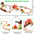 Set 39 5 3,4,5 Set Qilay Wooden Train for Toddler - Pcs Wood Train Tracks with Crane, Bridge & Wooden Trains - Train
