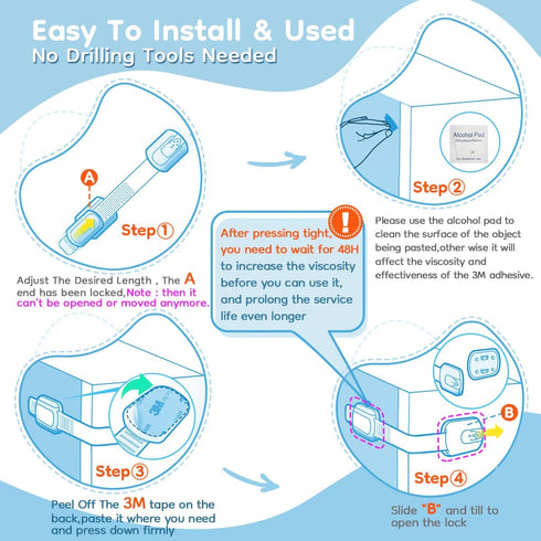 Syican 8-Pack Cabinet Locks Baby Proofing - Child Proof Drawer Locks, Multi-Purpose for Drawers, Fridge, Toilet Seat