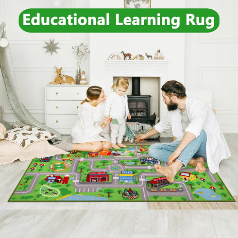 5' 2.7' Capslpad Kids Rug Educational Play Rug x Traffic Road Kids Play Car Mat Large Learning Play Game Area Rug Kids
