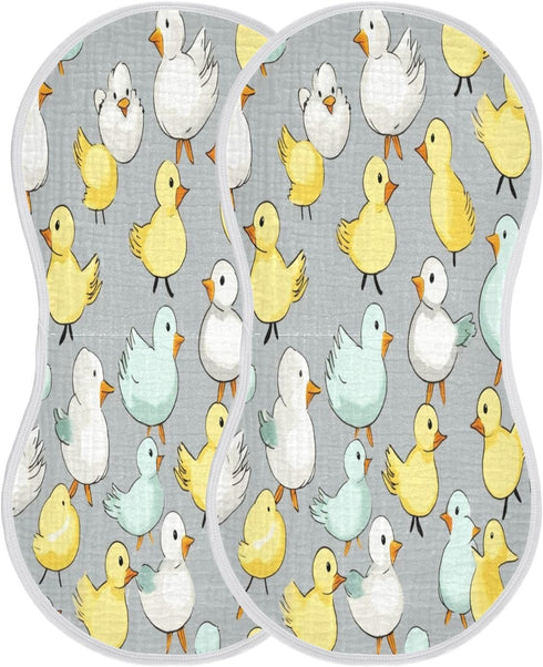 Bulletgxll Set 4, Cute Ducks Unisex Baby Burp Cloths of Soft Absorbent Organic Cotton Muslin Burping Cloths for Newborn