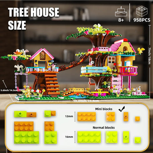 Set,958pcs 10 11 12 14 RAVAYO Creative Tree Building Block Mini Brick Toy for Kids Girls Age