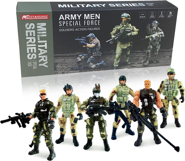 Army Men Soldiers Toy for Boys Age 4-7, Military Playset with Action Figures and Weapons