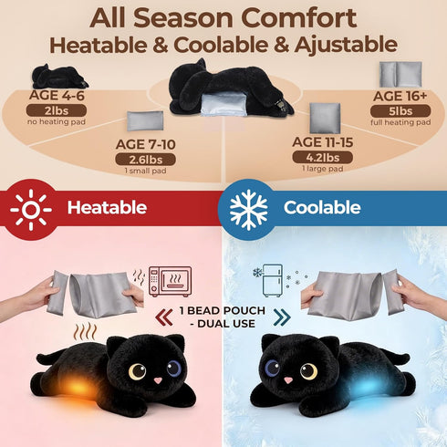 5 lbs 23 Inch Mewaii Weighted Stuffed Animals Adjustable, Heated & Coolable Plush for Realistic Hug, Microwavable