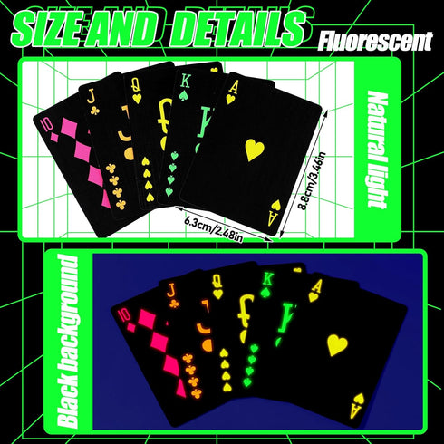 1 Pack Silipull UV Black Light Playing Cards Neon Fluorescent Glow in The Dark Playing Cards Deck Black Light Games