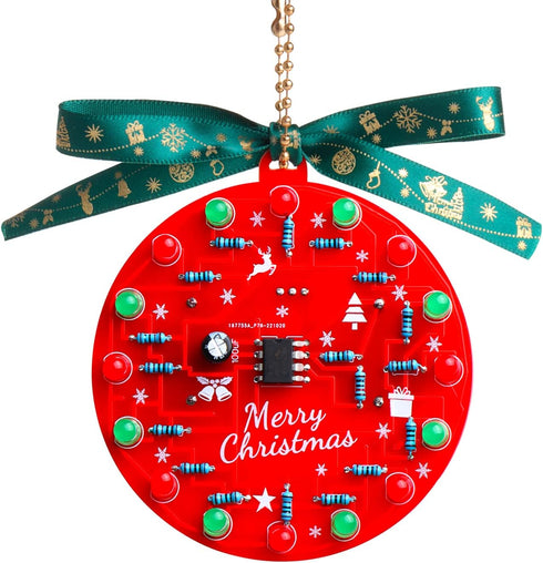 Beginner Learn to Solder Fun Kit: LED Christmas Tree Decoration Soldering Kit with Red and Green LEDs