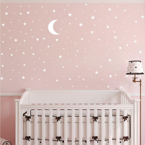 Moon and Stars Wall Decal Vinyl Sticker for Kids Room Decoration - Good Night Nursery Decor