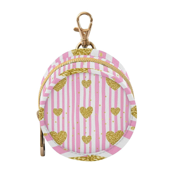 Hearts Round Pacifier Storage Case with Zipper, Portable Pacifier Case for Travel,