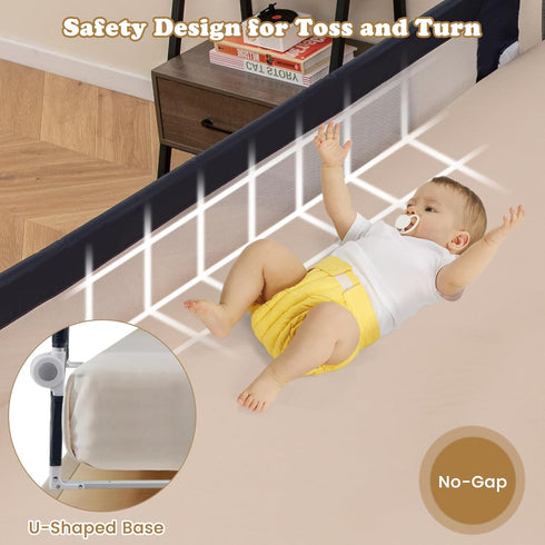 (71", BABY JOY Bed Rails for Toddlers, Extra Long, Swing Down Safety Bed Guard for Convertible Crib, Folding Baby