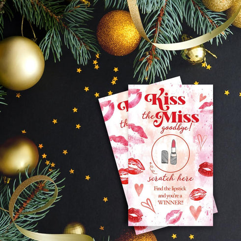 50 Pack Kiss The Miss Goodbye Scratch Off Game - Lipstick Scratch Cards for Bachelor Party and Bridal Shower