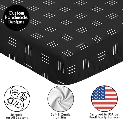 Sweet Jojo Designs Fitted Baby Crib Sheets (Black and White Boho Mudcloth) for Boys or Girls, Infant Nursery, Toddler