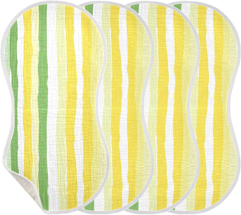 decor gift 4 Pack 22x11in Cotton Baby Burp Cloths Soft and Absorbent? Yellow Green White Stripe Pattern washcloth