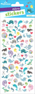1 Pack Playhouse Narwhal Party Glitter Accent Micro Mini Sticker Sheet