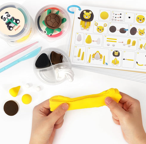Helsort 12 8 Air Dry Clay Kit for Kids, Animals Modeling Clay for Kids, Molding Clay with Tutorial Cards & Video