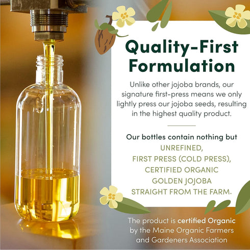 HobaCare Organic Jojoba Baby Oil with Pump Dispenser, 8.45 oz, Pure Natural Unrefined