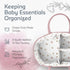 KiddyCare Diaper Caddy Organizer for Baby Nursery, X-Large Basket with Handle Lid, Rosy Floral Print
